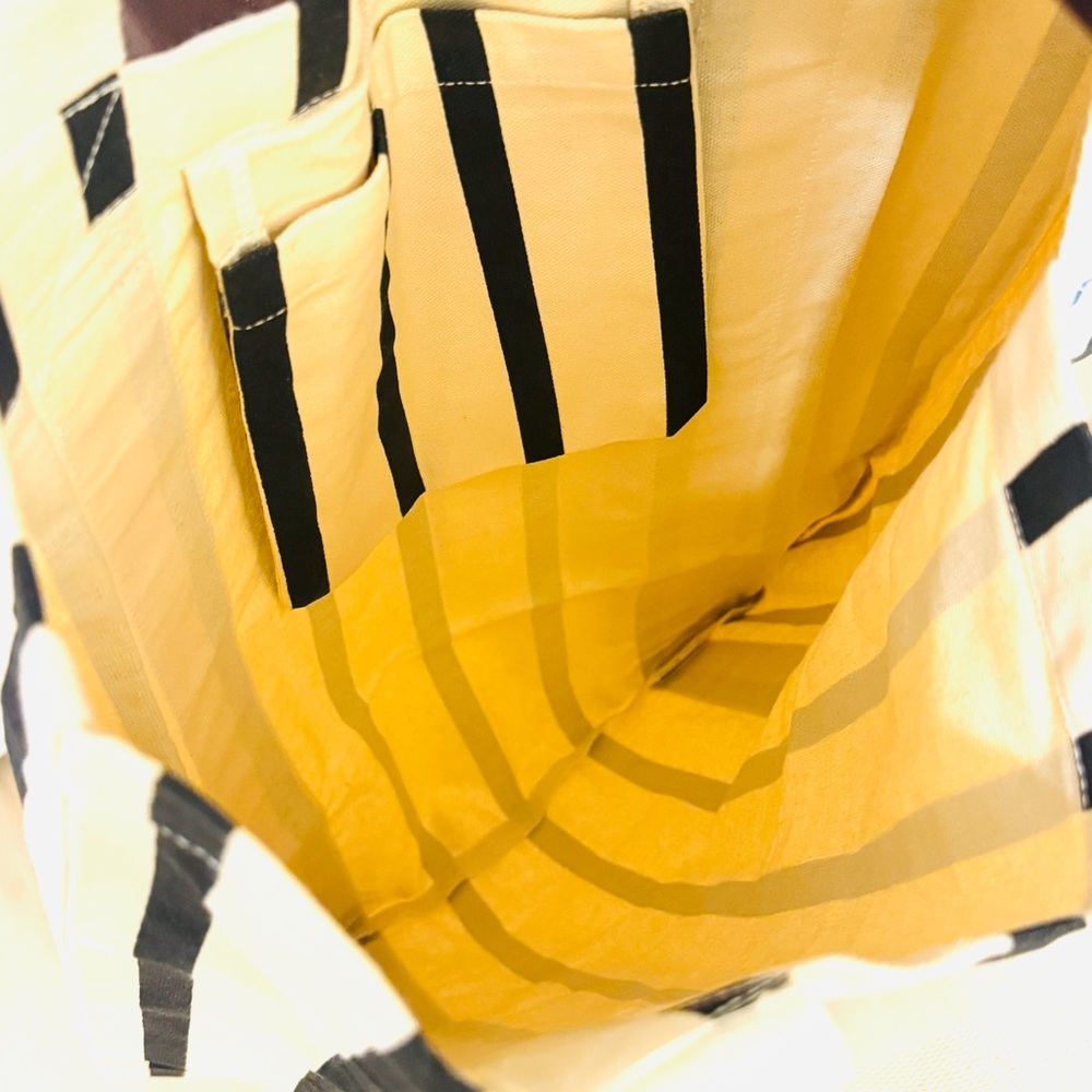 LOFT LOVE Canvas Cream Striped Shopping Tote NWT - Picture 7 of 11